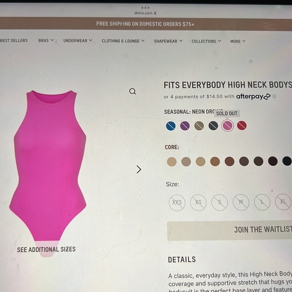 Skims Fits Everybody High Neck Bodysuit - Picture 4 of 4